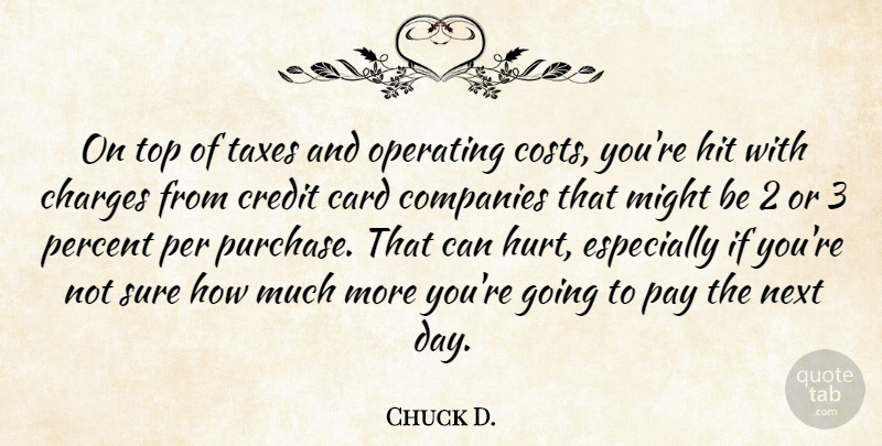 Chuck D. Quote About Card, Charges, Companies, Credit, Hit: On Top Of Taxes And...