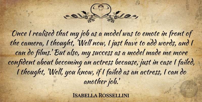 Isabella Rossellini Quote About Actress, Add, Becoming, Case, Confident: Once I Realised That My...