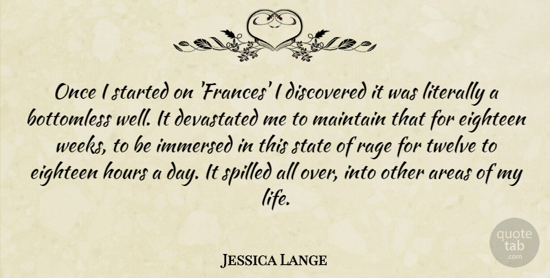 Jessica Lange Quote About France, Twelve, Rage: Once I Started On Frances...