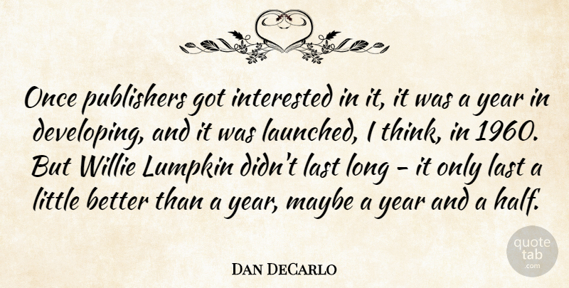 Dan DeCarlo Quote About Thinking, Years, Long: Once Publishers Got Interested In...