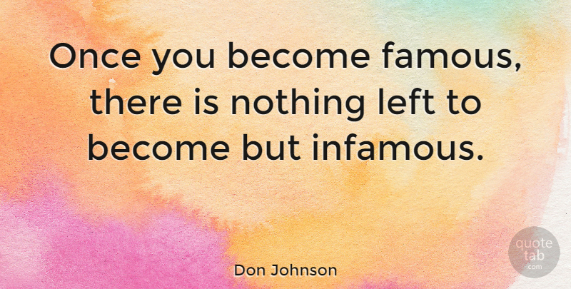 Don Johnson Quote About Fame: Once You Become Famous There...