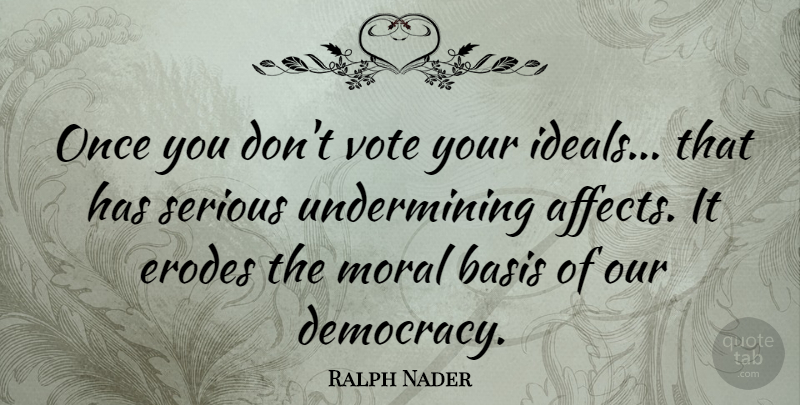 Ralph Nader Quote About Political, Democracy, Erode: Once You Dont Vote Your...
