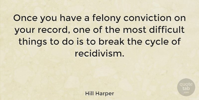Hill Harper Quote About Cycle, Felony: Once You Have A Felony...