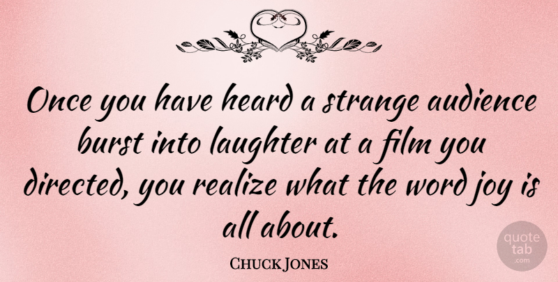 Chuck Jones Quote About Laughter, Joy, Strange: Once You Have Heard A...