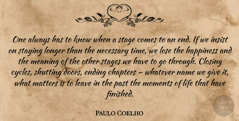 Paulo Coelho Quote About Past, Doors, Names: One Always Has To Know...