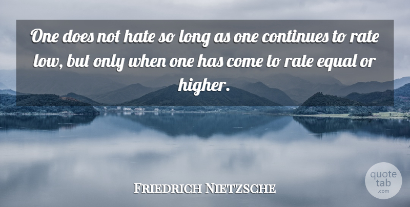 Friedrich Nietzsche Quote About Self Esteem, Hate, Long: One Does Not Hate So...