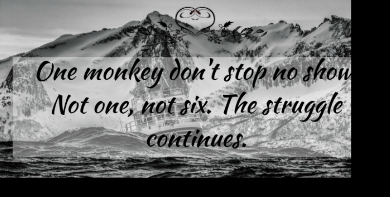 Toni Cade Bambara Quote About Struggle, Monkeys, Six: One Monkey Dont Stop No...