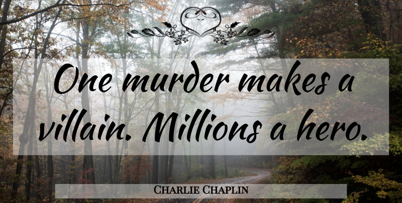 Charlie Chaplin Quote About Hero, Murder, Villain: One Murder Makes A Villain...