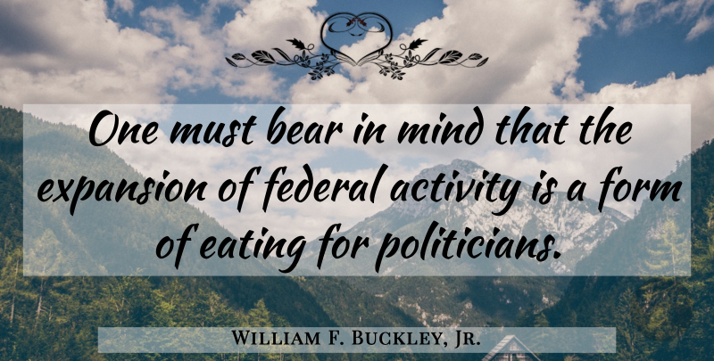William F. Buckley, Jr. Quote About Mind, Bears, Expansion: One Must Bear In Mind...