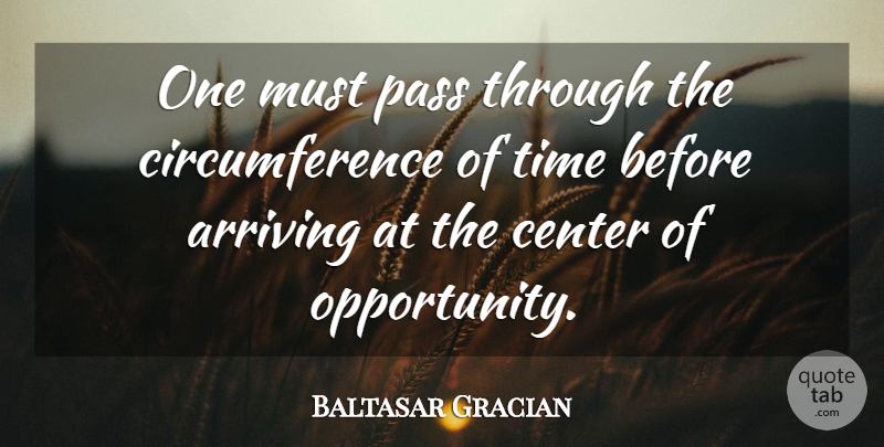 Baltasar Gracian Quote About Opportunity, Arriving, Arrivals: One Must Pass Through The...