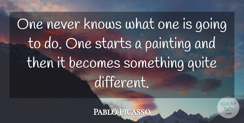 Pablo Picasso Quote About Becomes, Knows, Painting, Quite, Starts: One Never Knows What One...