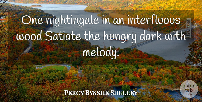 Percy Bysshe Shelley Quote About Dark, Woods, Hungry: One Nightingale In An Interfluous...