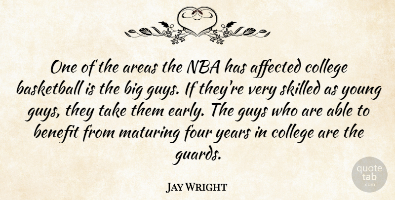 Jay Wright Quote About Affected, Areas, Basketball, Benefit, College: One Of The Areas The...
