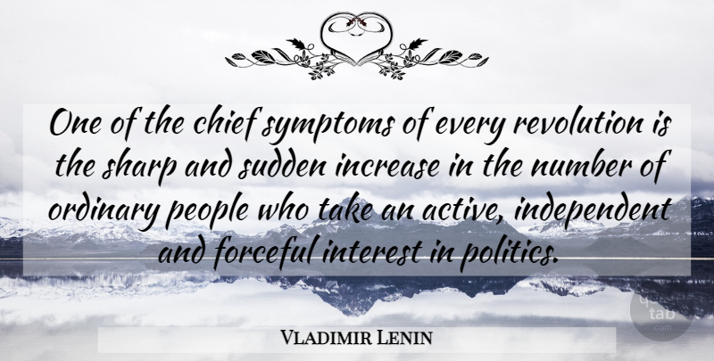 Vladimir Lenin Quote About Independent, Numbers, People: One Of The Chief Symptoms...