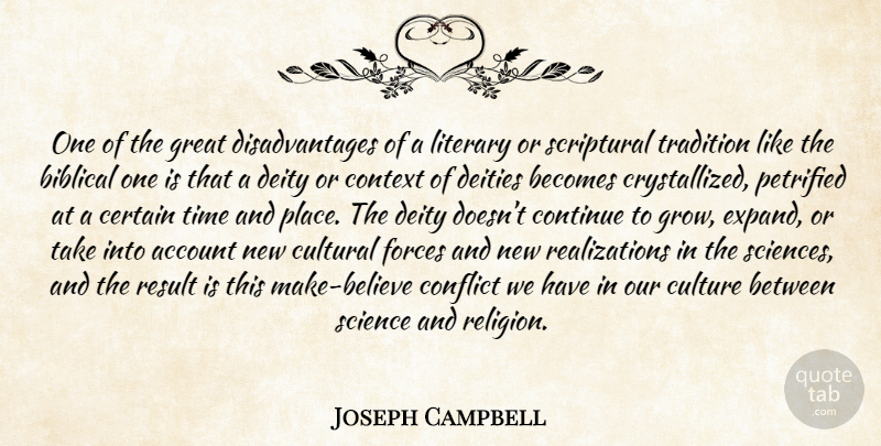 Joseph Campbell Quote About Believe, Biblical, Culture: One Of The Great Disadvantages...