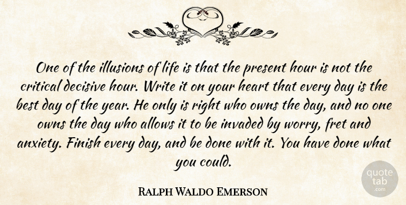 Ralph Waldo Emerson Quote About Writing, Heart, Years: One Of The Illusions Of...