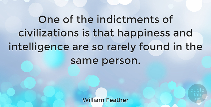 William Feather Quote About Happiness, Civilization, Inner Peace: One Of The Indictments Of...