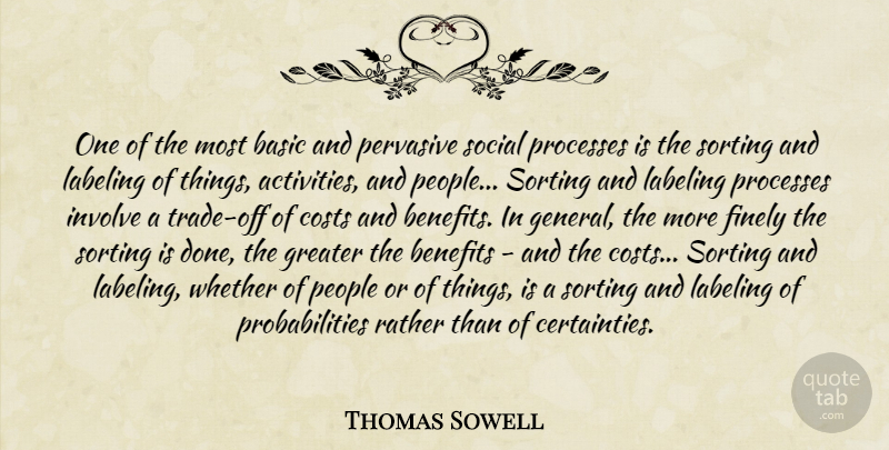 Thomas Sowell Quote About People, Cost, Done: One Of The Most Basic...