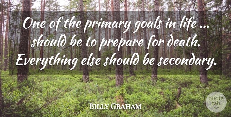 Billy Graham Quote About Death, Goal, Should: One Of The Primary Goals...