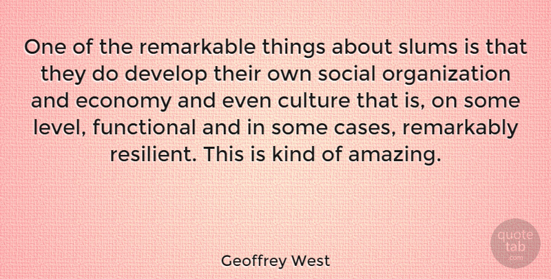 Geoffrey West Quote About Organization, Culture, Levels: One Of The Remarkable Things...
