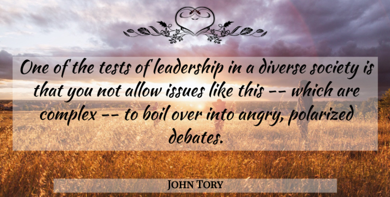 John Tory Quote About Allow, Boil, Complex, Diverse, Issues: One Of The Tests Of...