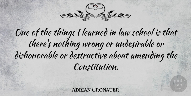 Adrian Cronauer Quote About School, Law, Constitution: One Of The Things I...