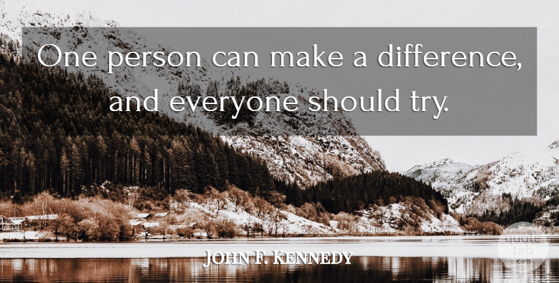 John F. Kennedy Quote About Inspirational, Bullying, Morning: One Person Can Make A...