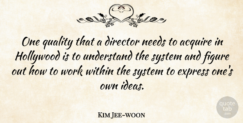 Kim Jee-woon Quote About Acquire, Director, Express, Figure, Hollywood: One Quality That A Director...