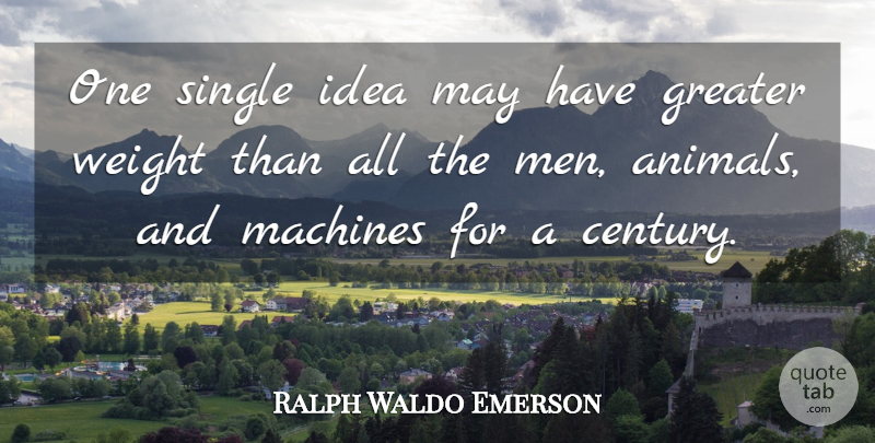 Ralph Waldo Emerson Quote About Men, Animal, Ideas: One Single Idea May Have...