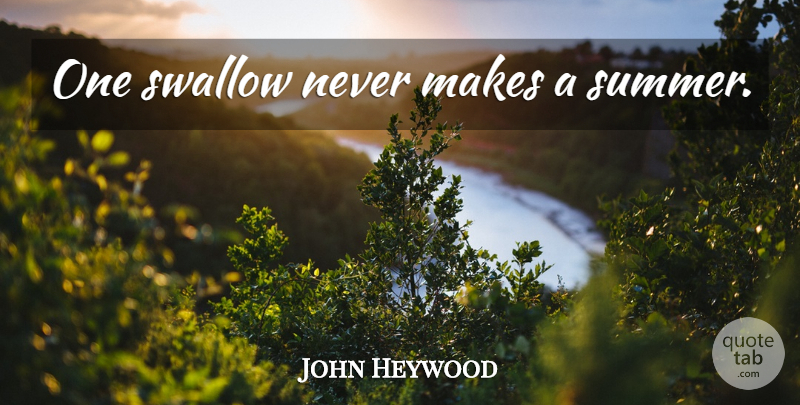 John Heywood Quote About Summer, Nature: One Swallow Never Makes A...