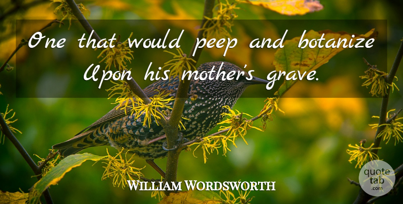 William Wordsworth Quote About Mother, Motherhood, Graves: One That Would Peep And...