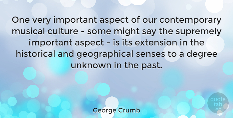 George Crumb Quote About Past, Historical, Musical: One Very Important Aspect Of...
