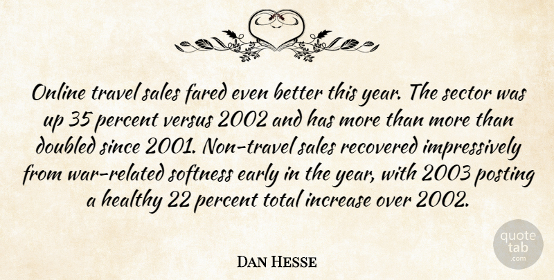 Dan Hesse Quote About Early, Healthy, Increase, Online, Percent: Online Travel Sales Fared Even...