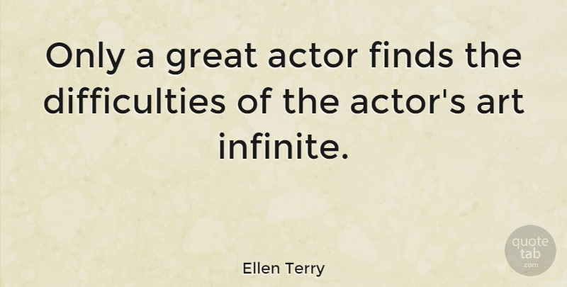 Ellen Terry Quote About Art, Acting, Actors: Only A Great Actor Finds...