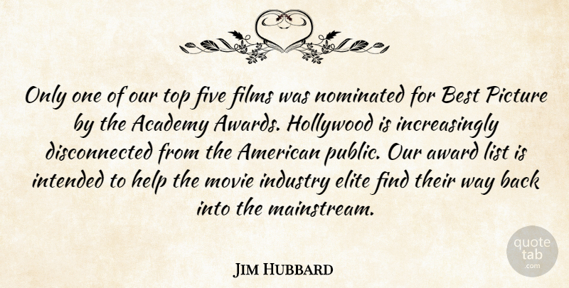 Jim Hubbard Quote About Academy, Award, Best, Elite, Films: Only One Of Our Top...
