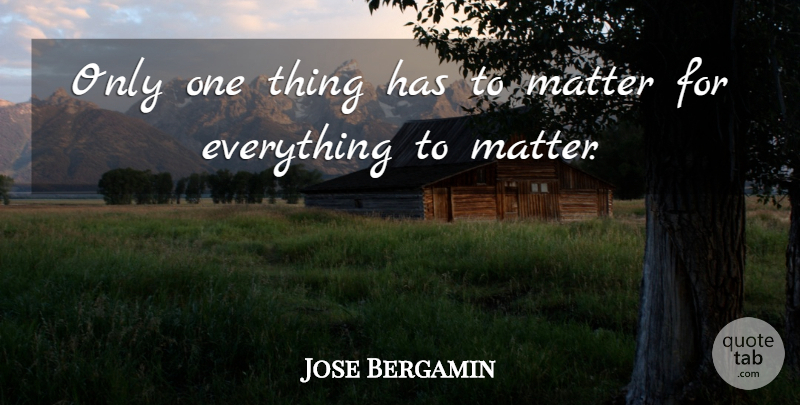 Jose Bergamin Quote About Matter, Interest, One Thing: Only One Thing Has To...