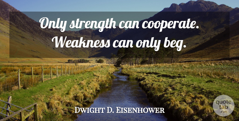Dwight D. Eisenhower Quote About Strength, Weakness, Cooperation: Only Strength Can Cooperate Weakness...