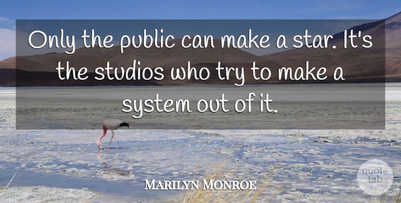 Marilyn Monroe Quote About Inspiring, Stars, Trying: Only The Public Can Make...
