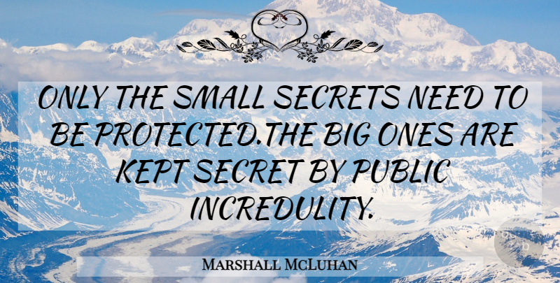 Marshall McLuhan Quote About Ignorance, Kept, Public, Secrets, Small: Only The Small Secrets Need...