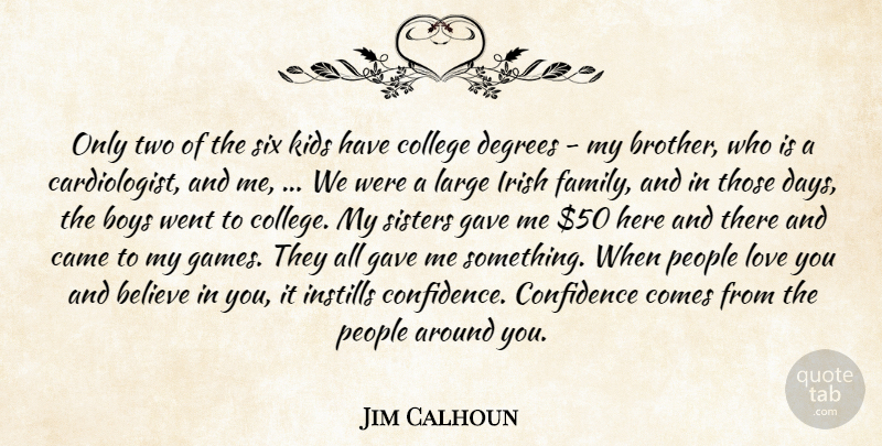 Jim Calhoun Quote About Believe, Boys, Came, College, Confidence: Only Two Of The Six...