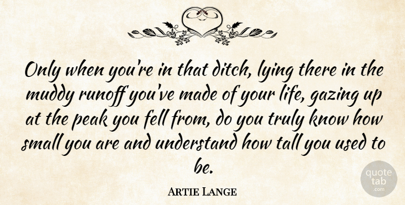 Artie Lange Quote About Fell, Life, Muddy, Peak, Tall: Only When Youre In That...