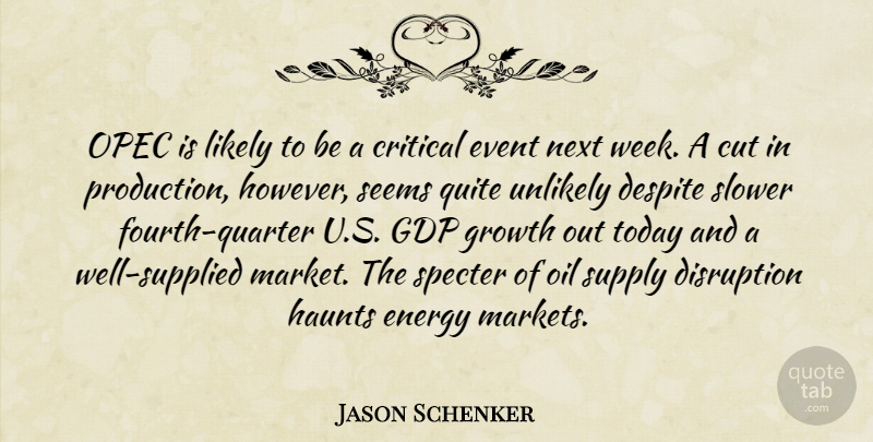 Jason Schenker Quote About Critical, Cut, Despite, Disruption, Energy: Opec Is Likely To Be...