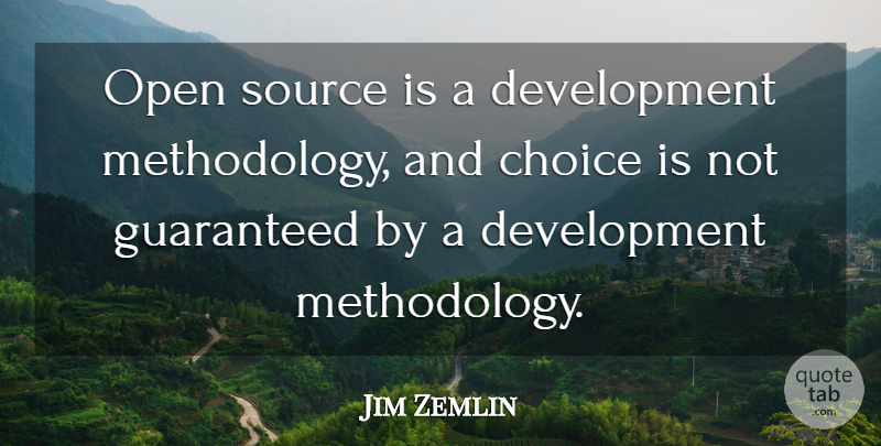 Jim Zemlin Quote About Choice, Guaranteed, Open, Source: Open Source Is A Development...