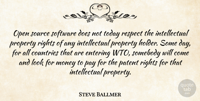 Steve Ballmer Quote About Countries, Entering, Money, Open, Patent: Open Source Software Does Not...