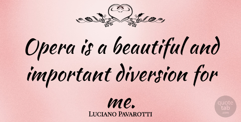 Luciano Pavarotti Quote About Beautiful, Important, Opera: Opera Is A Beautiful And...