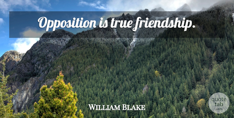 William Blake Quote About Friendship, Artist, True Friendship: Opposition Is True Friendship...