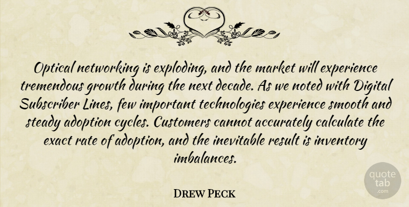 Drew Peck Quote About Accurately, Adoption, Calculate, Cannot, Customers: Optical Networking Is Exploding And...