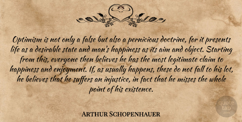 Arthur Schopenhauer Quote About Believe, Fall, Men: Optimism Is Not Only A...