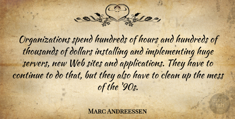 Marc Andreessen Quote About Continue, Dollars, Hours, Huge, Sites: Organizations Spend Hundreds Of Hours...