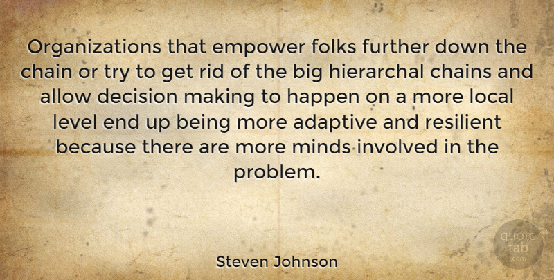 Steven Johnson Quote About Organization, Empowering, Decision: Organizations That Empower Folks Further...